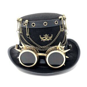 Steampunk Top Hat Metallic Scientist Time Traveler Halloween Costume Cosplay Hat